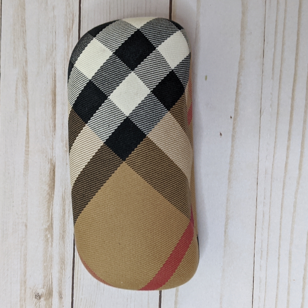 Burberry Check Plaid Glasses/Sunglasses Case Hard Clamshell Case Made in Italy
